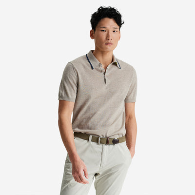 Covehithe Knitted Polo in Oat