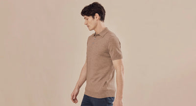 Covehithe Knitted Polo in Oatmeal