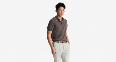 Covehithe Knitted Polo in Taupe