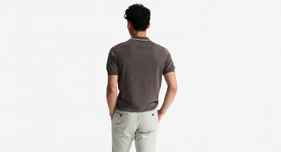 Covehithe Knitted Polo in Taupe