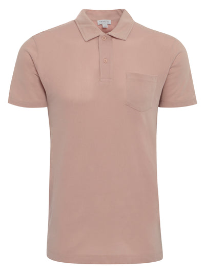 Filati.co.uk | Sunspel Riviera Polo Shirt In Shell Pink - front