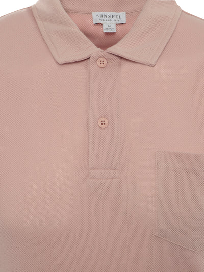 Filati.co.uk | Sunspel Riviera Polo Shirt In Shell Pink - brand tag