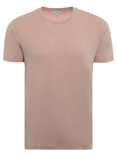 Filati.co.uk | Sunspel Riviera Organic T-Shirt In Shell Pink - Front View