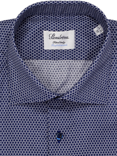 Navy Micro Pattern Fitted Shirt