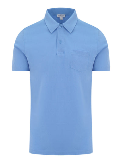 Sunspel Riviera Polo Shirt In Mid blue