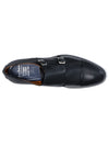 Black Buriano Grained Double Buckle Monk Shoes