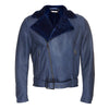 Blue Shearling Biker Jacket