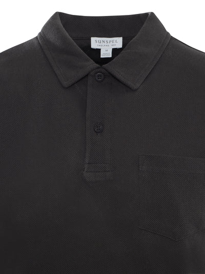 Sunspel Riviera Polo Shirt In Charcoal