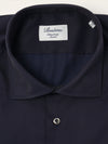 Fitted Body Stretch Cotton Shirt in Navy