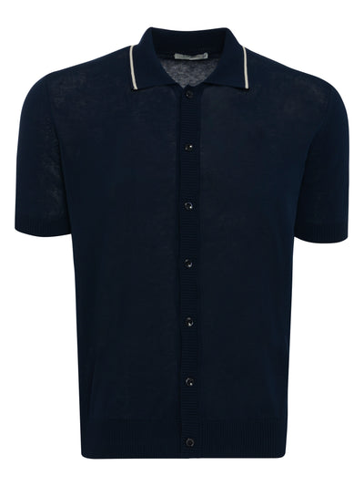 Rasato Knitted Button Down Shirt in Navy