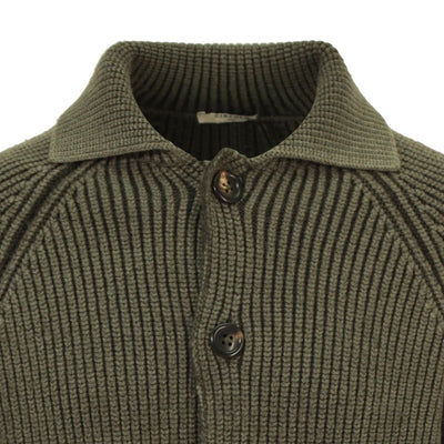 Button down Chunky Knitted Cardigan in Olive